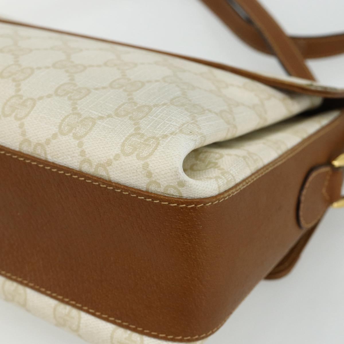 GUCCI GG Supreme Shoulder Bag PVC White Gold 904 02 084 Auth 178115