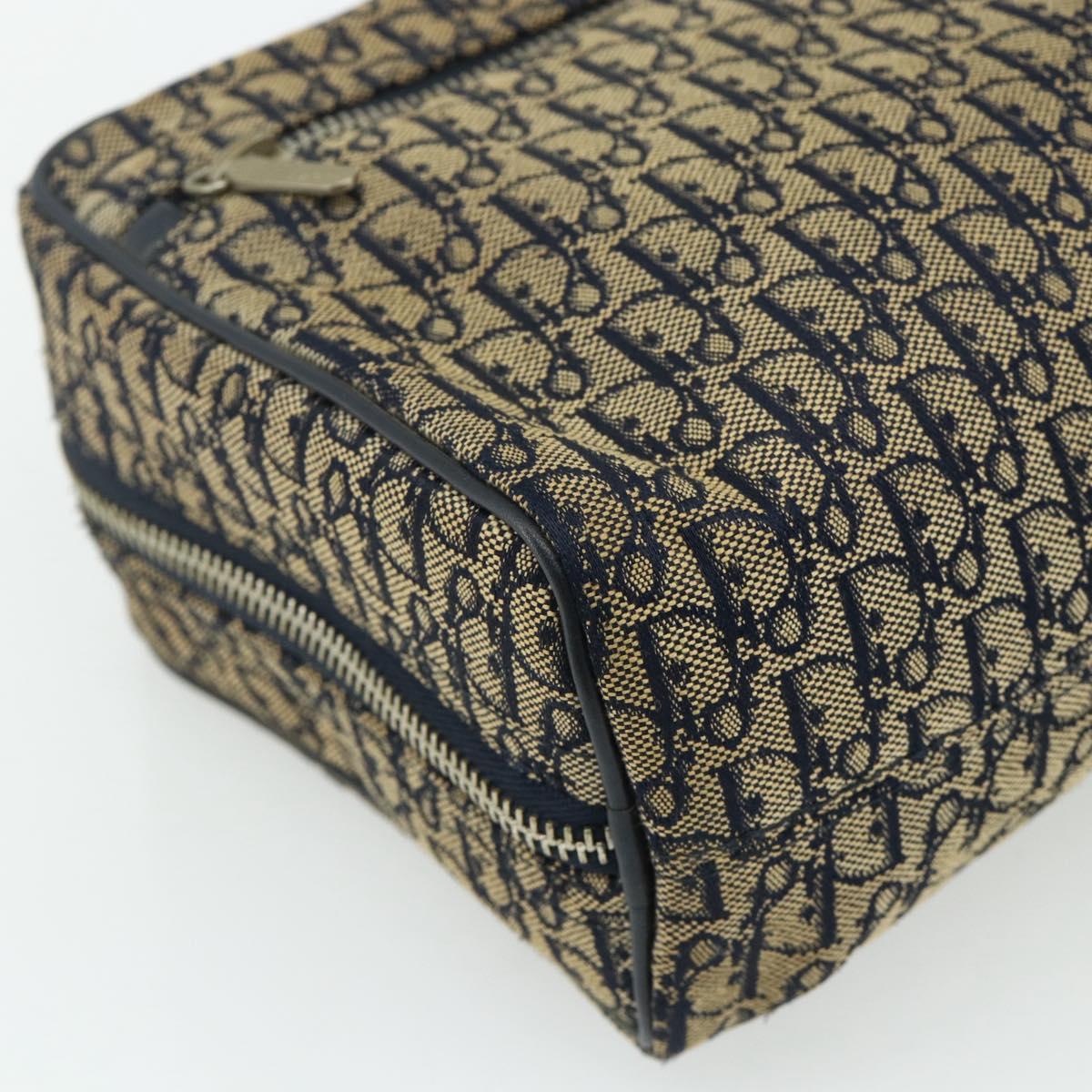 Christian Dior Trotter Canvas Hand Bag Navy Silver Auth 178116