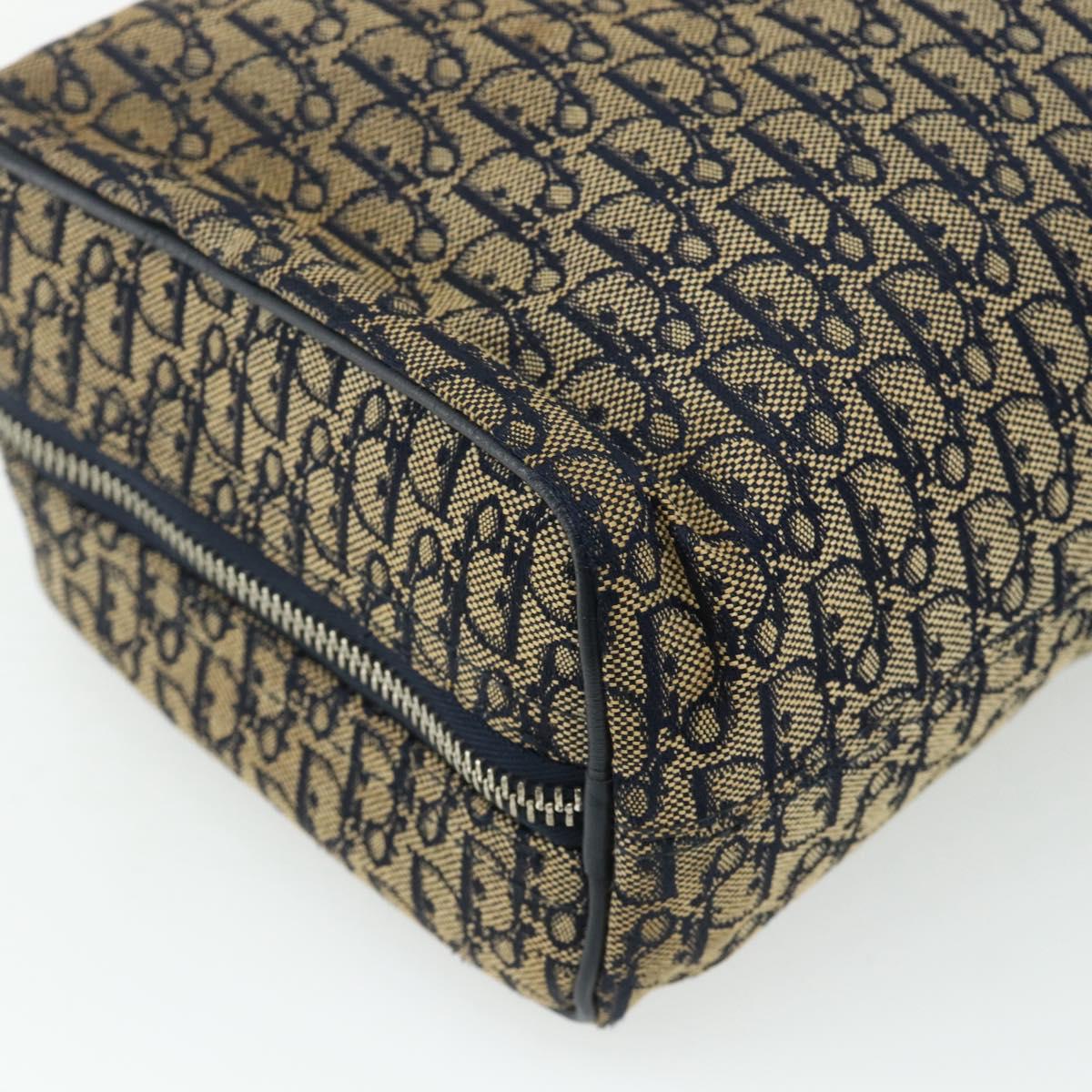 Christian Dior Trotter Canvas Hand Bag Navy Silver Auth 178116