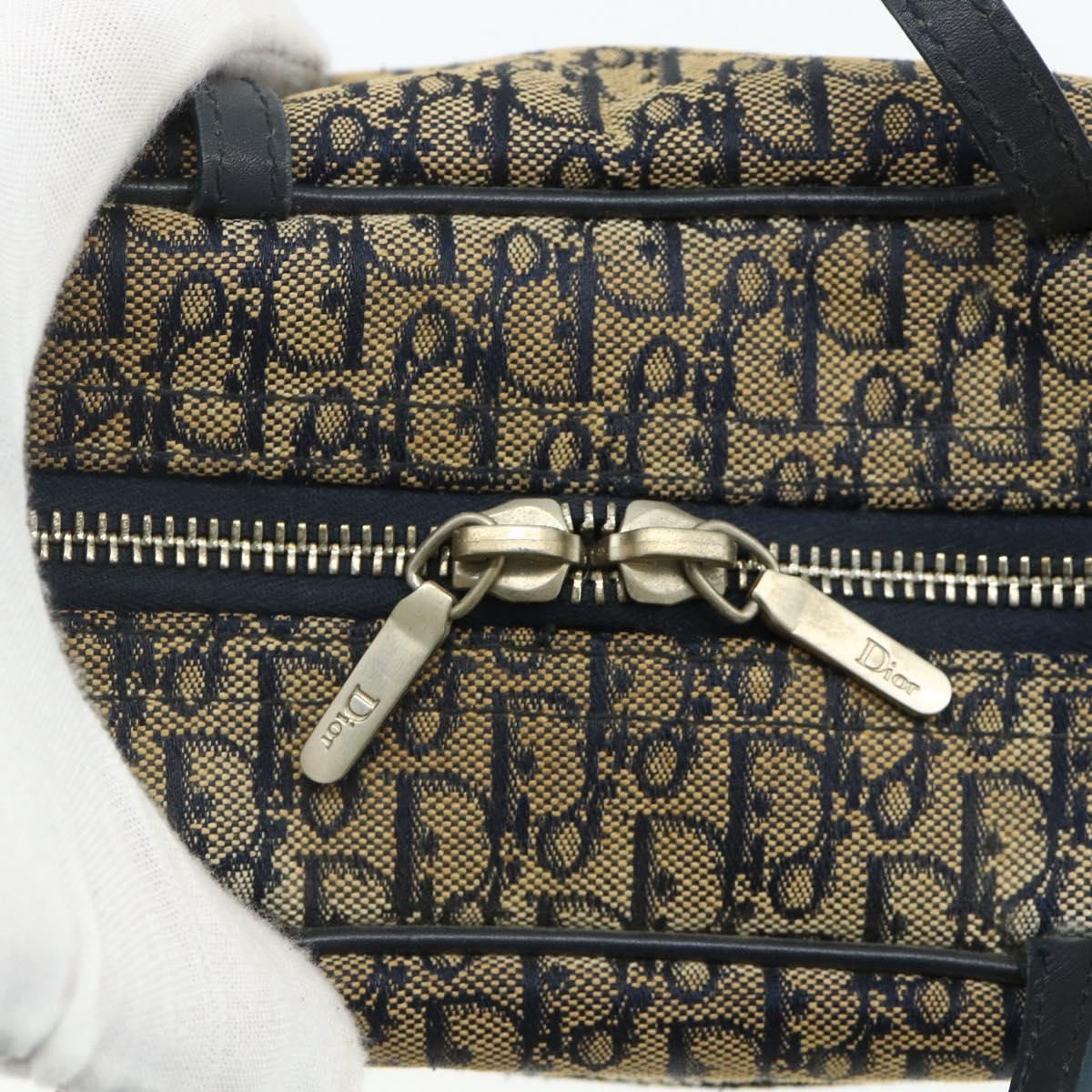 Christian Dior Trotter Canvas Hand Bag Navy Silver Auth 178116