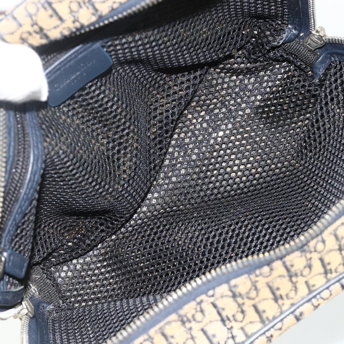 Christian Dior Trotter Canvas Hand Bag Navy Silver Auth 178116
