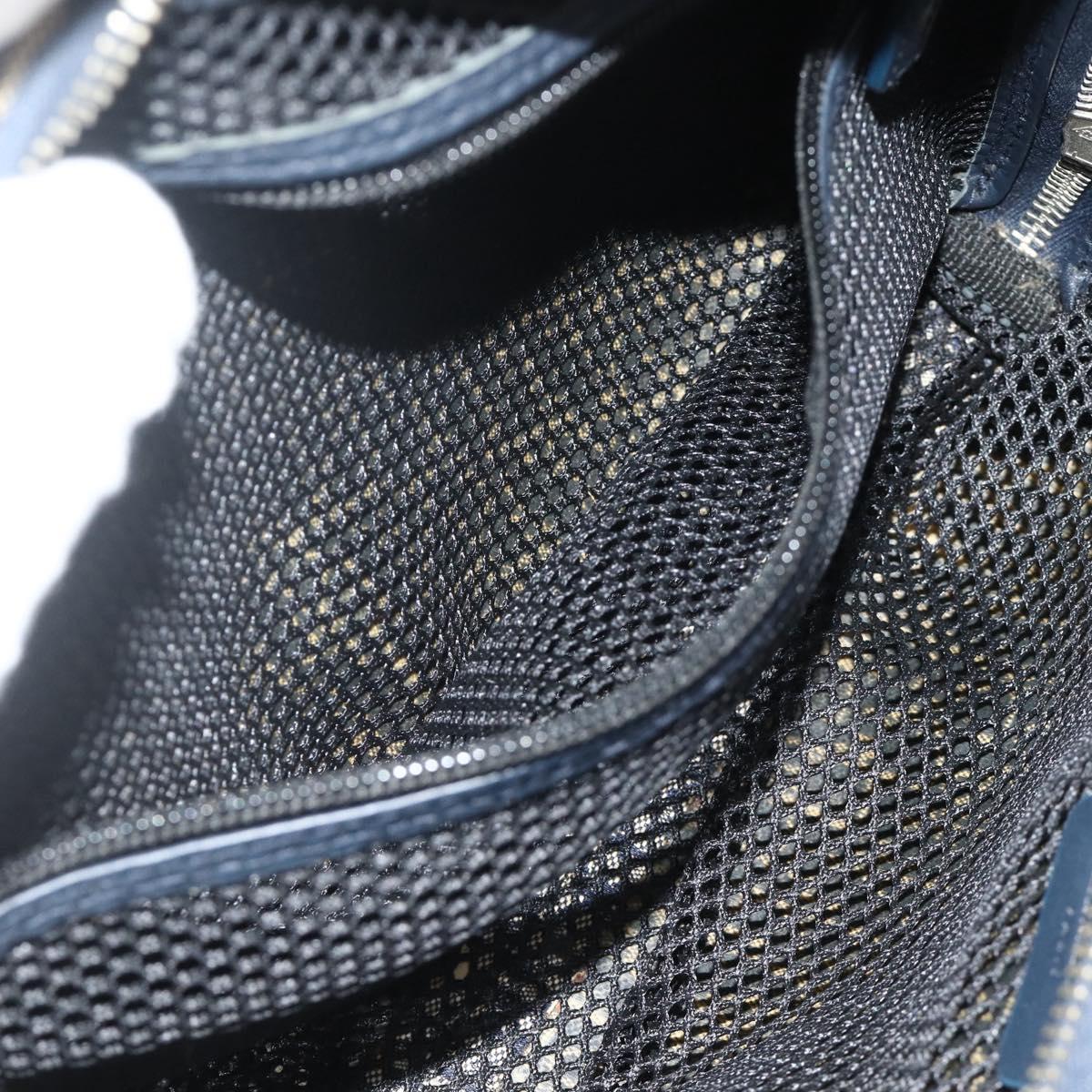 Christian Dior Trotter Canvas Hand Bag Navy Silver Auth 178116