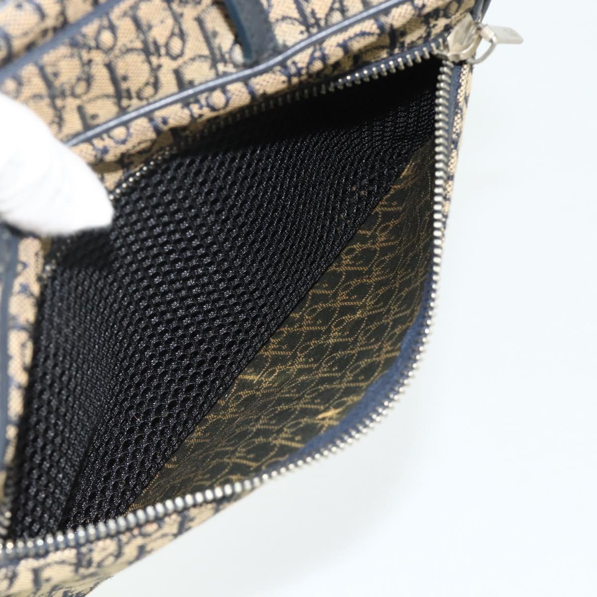 Christian Dior Trotter Canvas Hand Bag Navy Silver Auth 178116