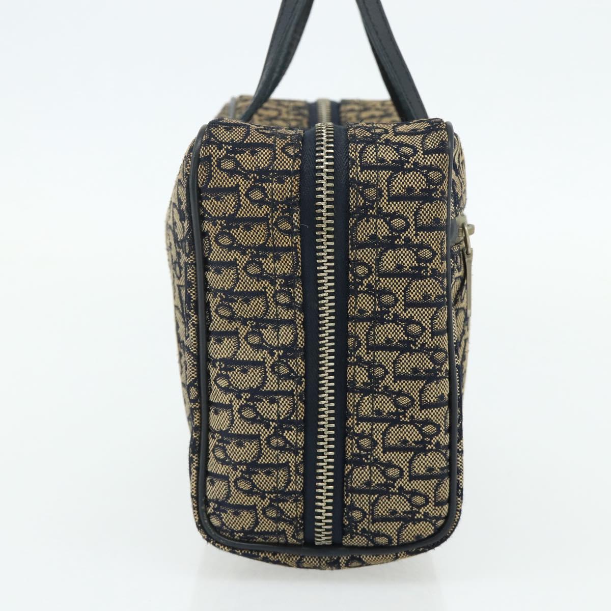 Christian Dior Trotter Canvas Hand Bag Navy Silver Auth 178116
