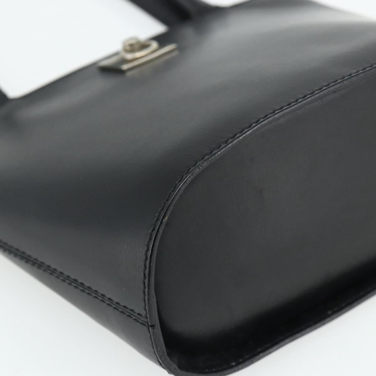 CELINE Hand Bag Leather Black Silver Auth 178117A