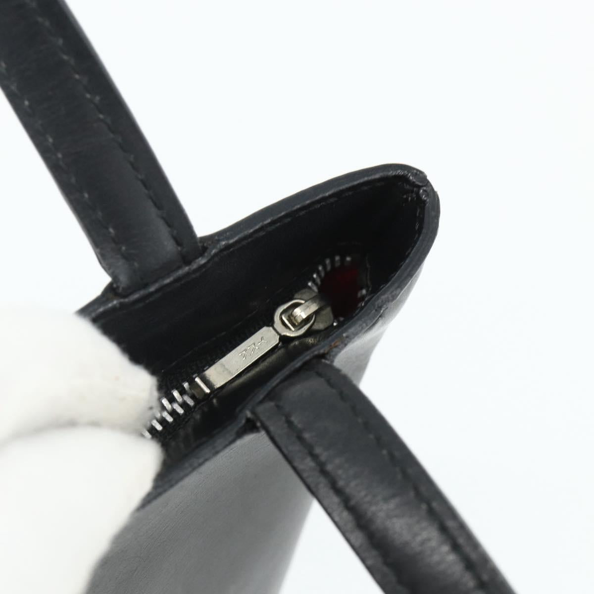 CELINE Hand Bag Leather Black Silver Auth 178117A