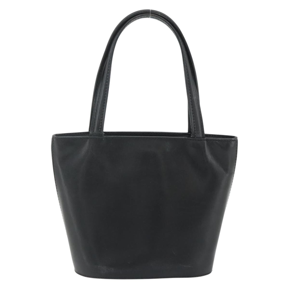 CELINE Hand Bag Leather Black Silver Auth 178117A