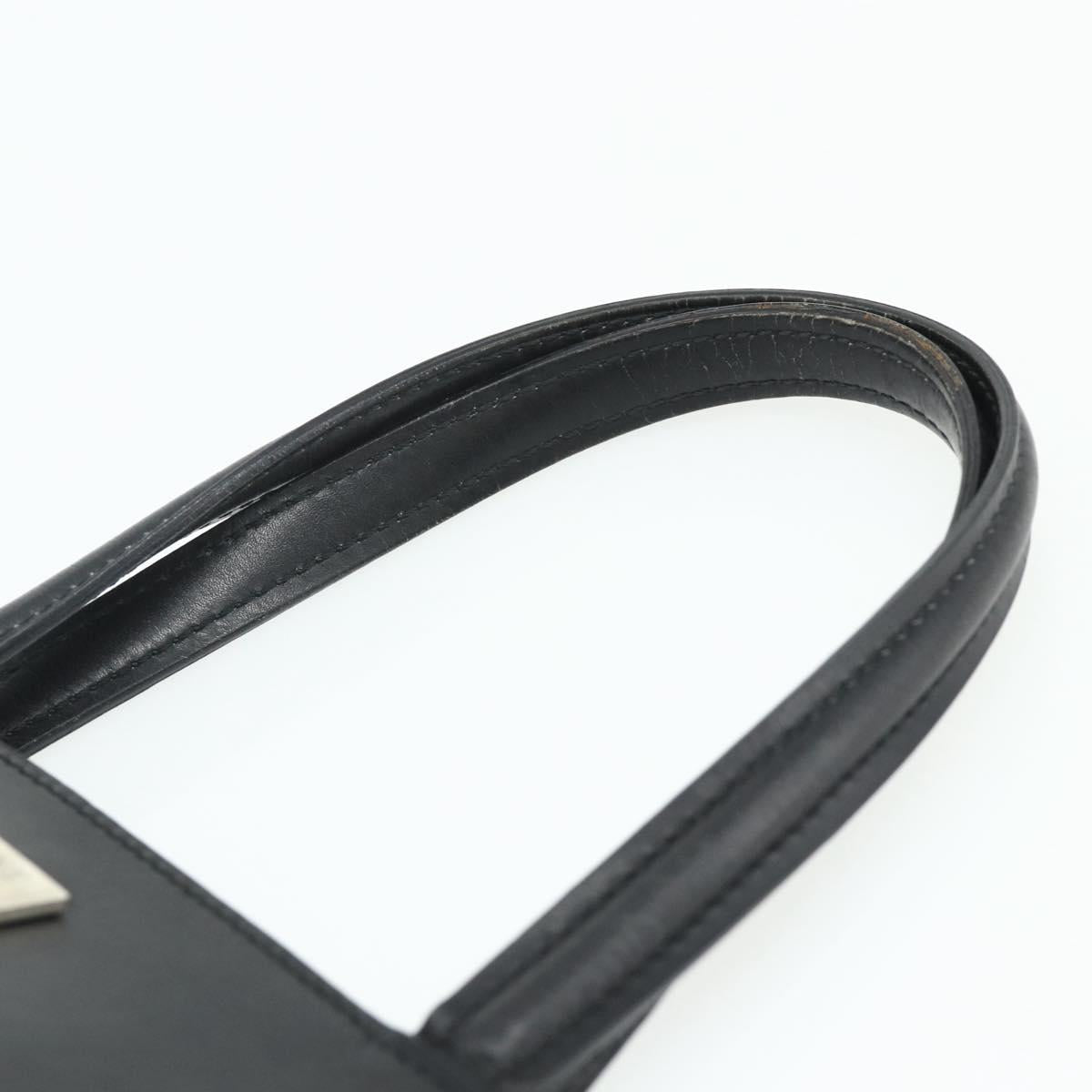 CELINE Hand Bag Leather Black Silver Auth 178117A