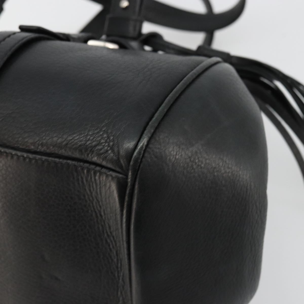 BALLY Hand Bag Leather Black Silver Auth 178121A
