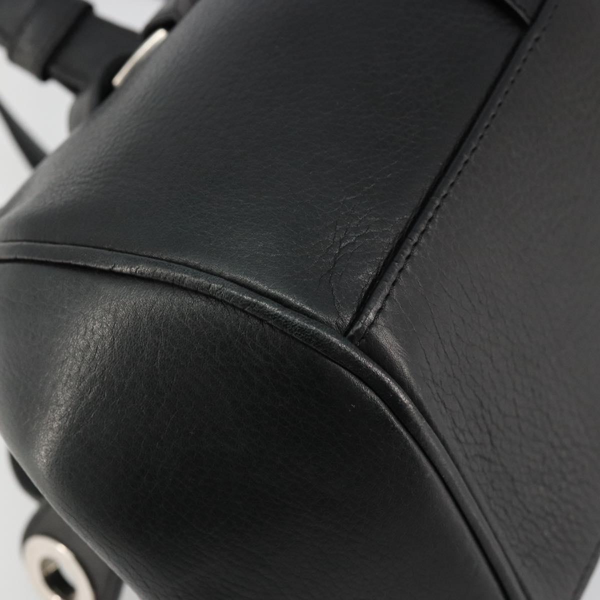 BALLY Hand Bag Leather Black Silver Auth 178121A