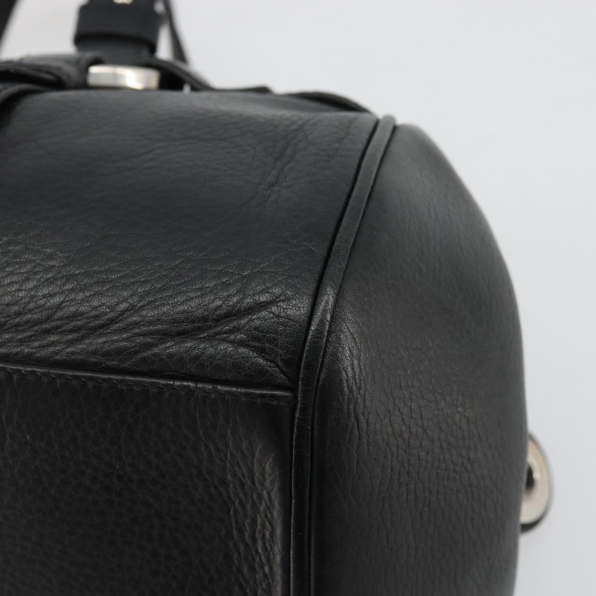 BALLY Hand Bag Leather Black Silver Auth 178121A