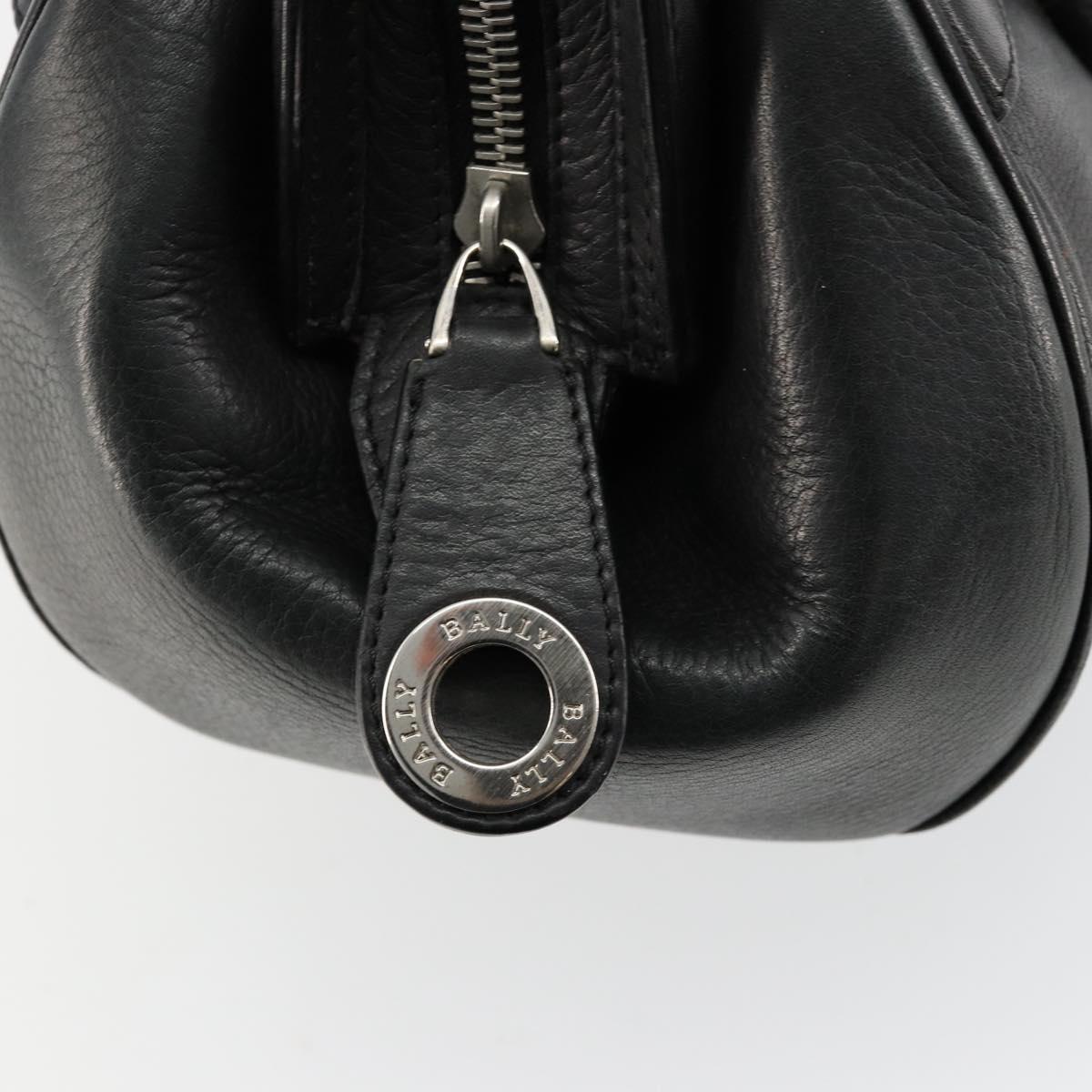 BALLY Hand Bag Leather Black Silver Auth 178121A