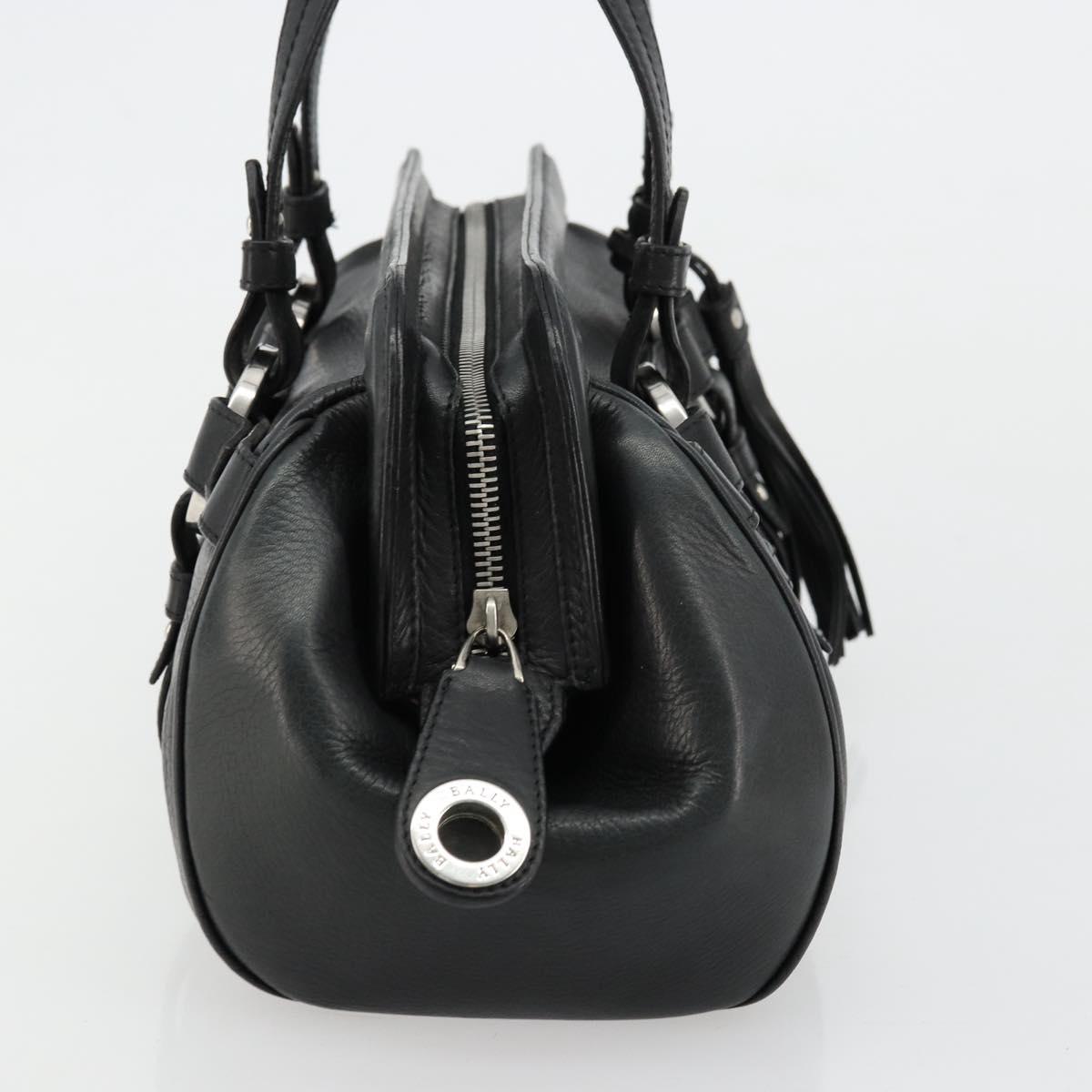 BALLY Hand Bag Leather Black Silver Auth 178121A
