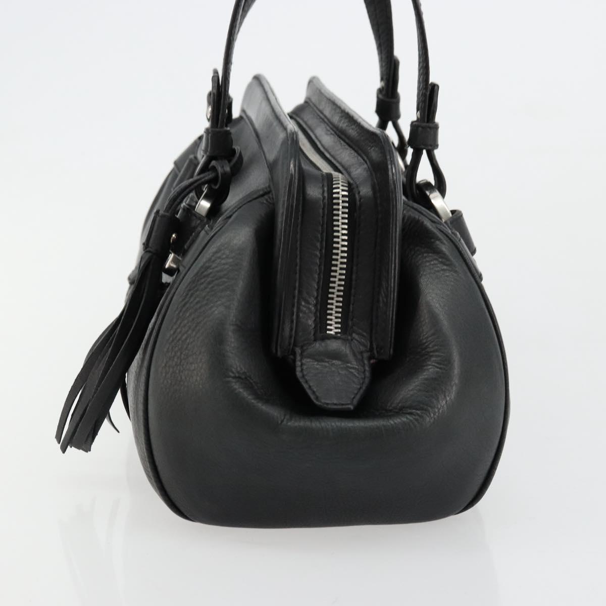 BALLY Hand Bag Leather Black Silver Auth 178121A