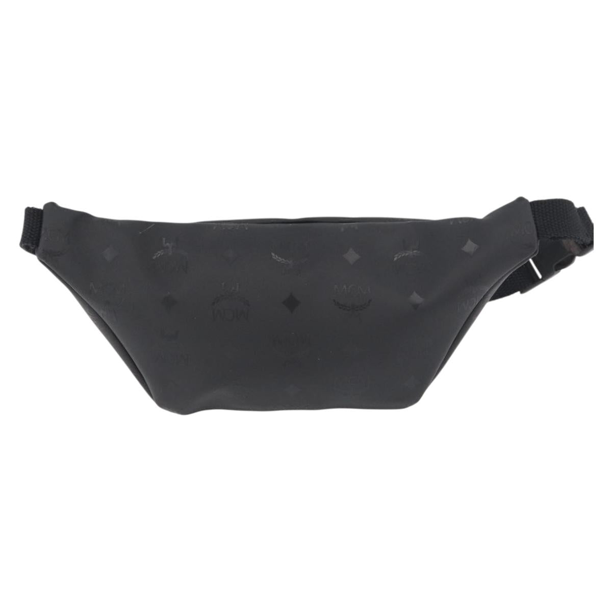 MCM Vicetos Logogram Waist bag PVC Leather Gold Black Auth 178122A