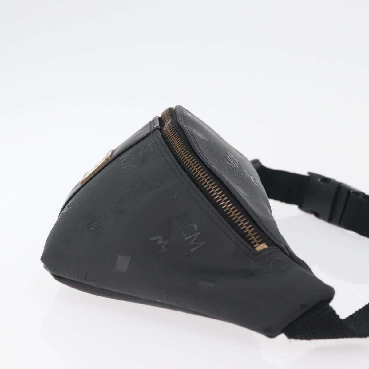 MCM Vicetos Logogram Waist bag PVC Leather Gold Black Auth 178122A