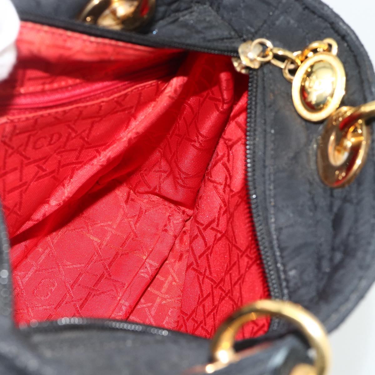 Christian Dior Canage Hand Bag Nylon Black Gold Auth 178124A
