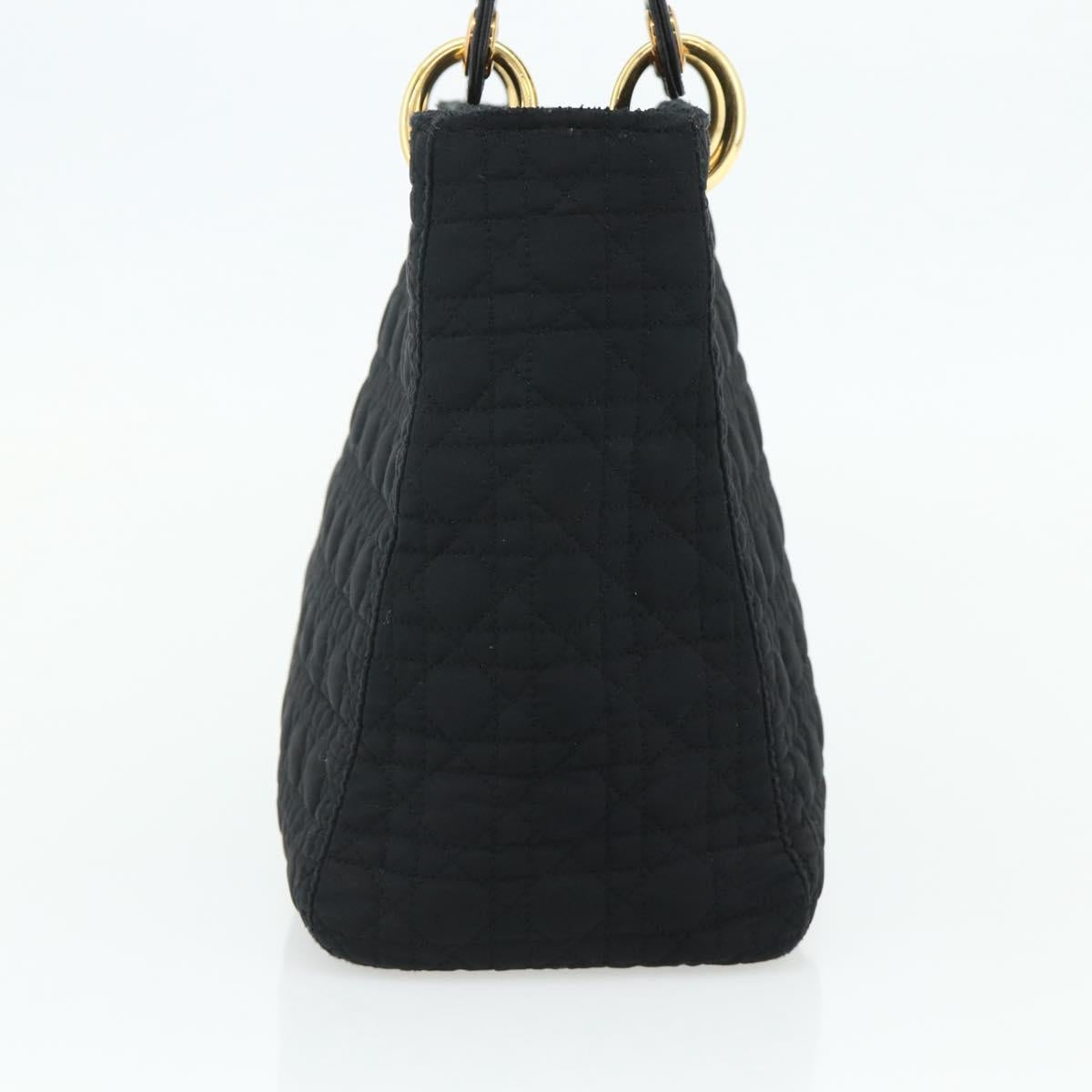 Christian Dior Canage Hand Bag Nylon Black Gold Auth 178124A