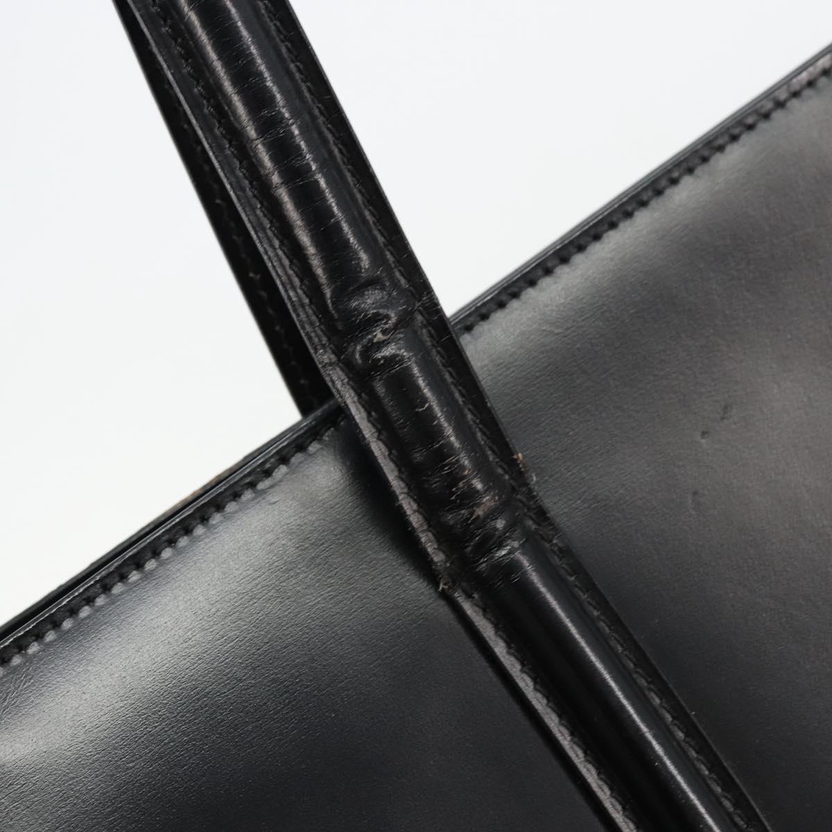 CARTIER PANTHERE Tote Bag Leather Black Gold Auth 178125