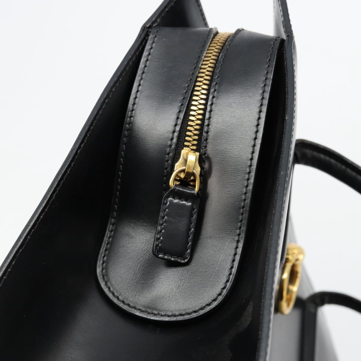 CARTIER PANTHERE Tote Bag Leather Black Gold Auth 178125