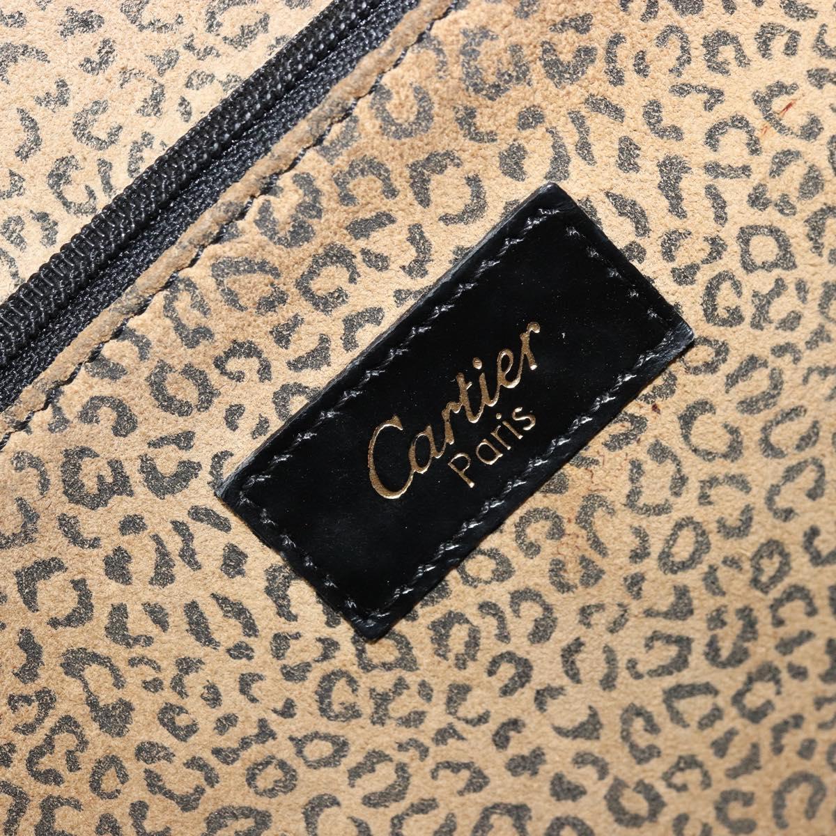 CARTIER PANTHERE Tote Bag Leather Black Gold Auth 178125