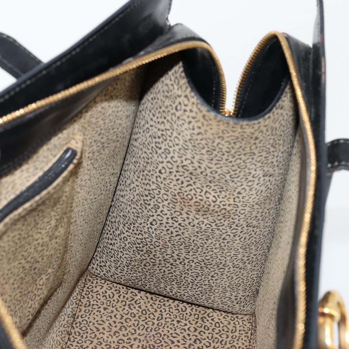 CARTIER PANTHERE Tote Bag Leather Black Gold Auth 178125