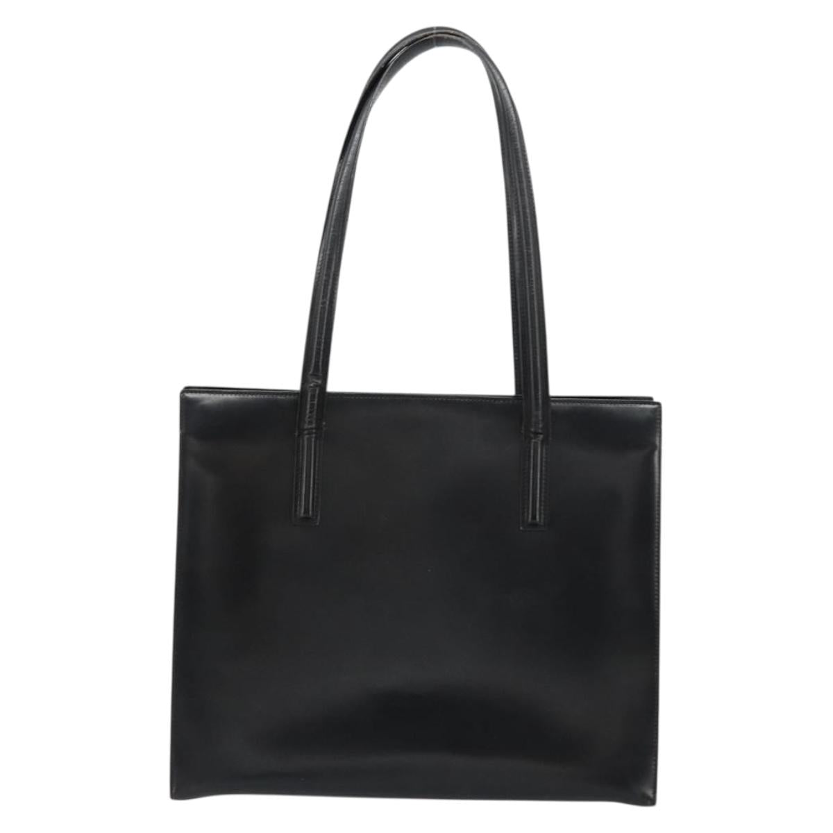 CARTIER PANTHERE Tote Bag Leather Black Gold Auth 178125