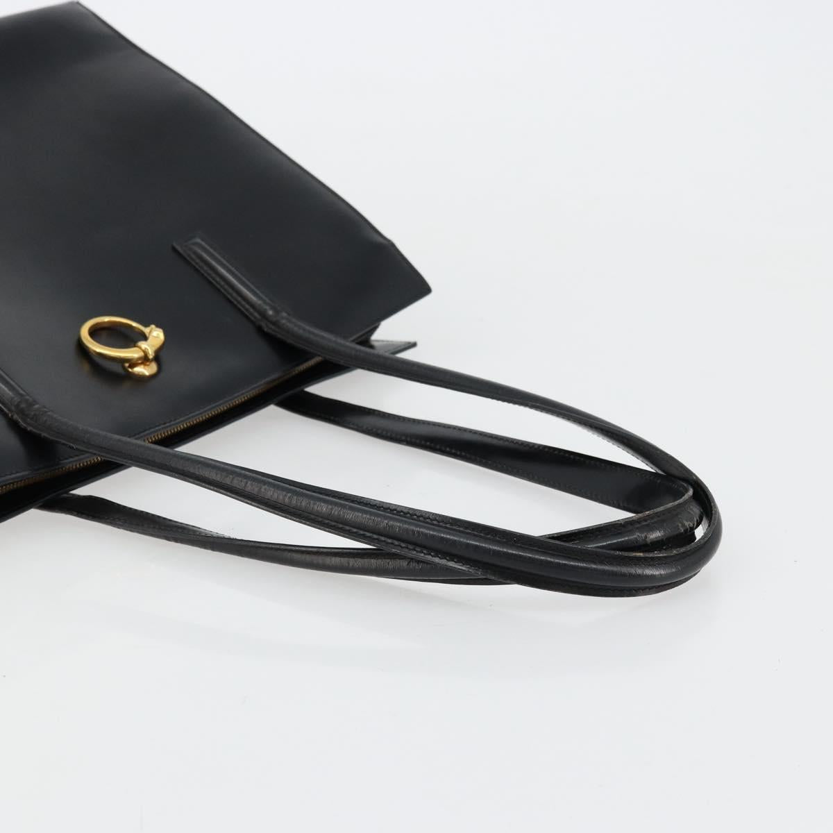 CARTIER PANTHERE Tote Bag Leather Black Gold Auth 178125
