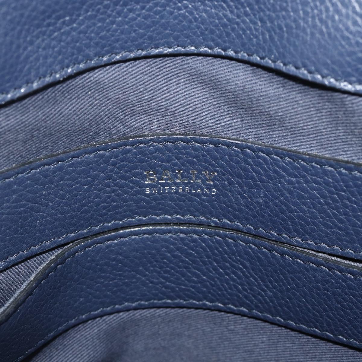 BALLY Hand Bag Leather 2way Navy Silver Auth 178127