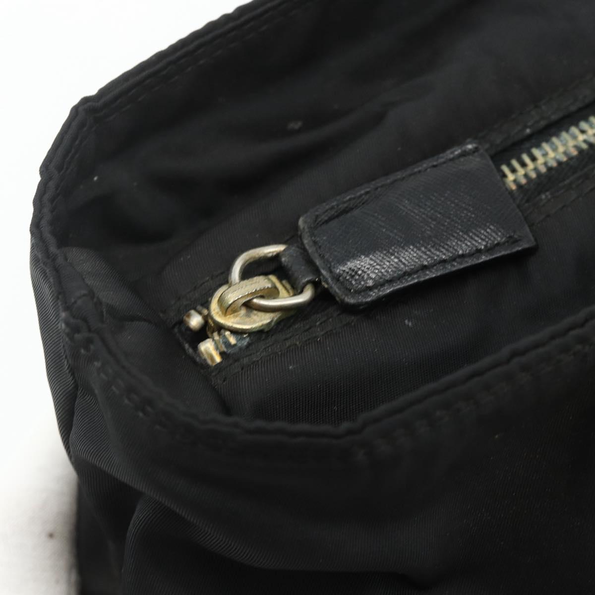 PRADA Chain Tote Bag Nylon Black Gold Auth 178129