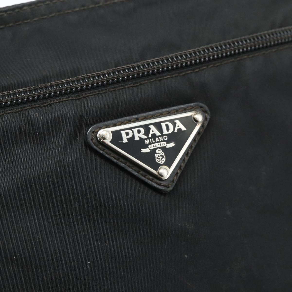 PRADA Shoulder Bag Nylon Black Silver Auth 178130