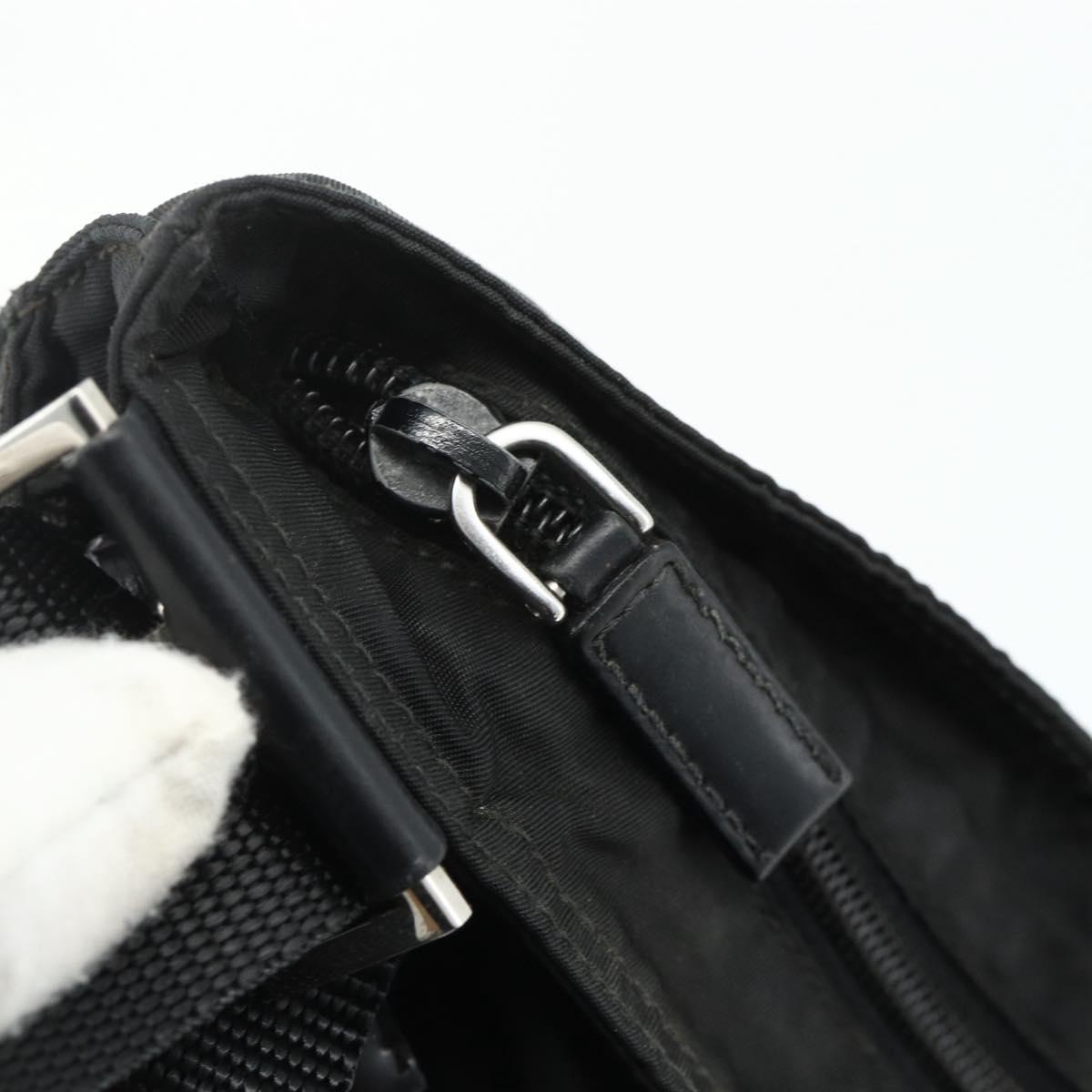 PRADA Shoulder Bag Nylon Black Silver Auth 178130
