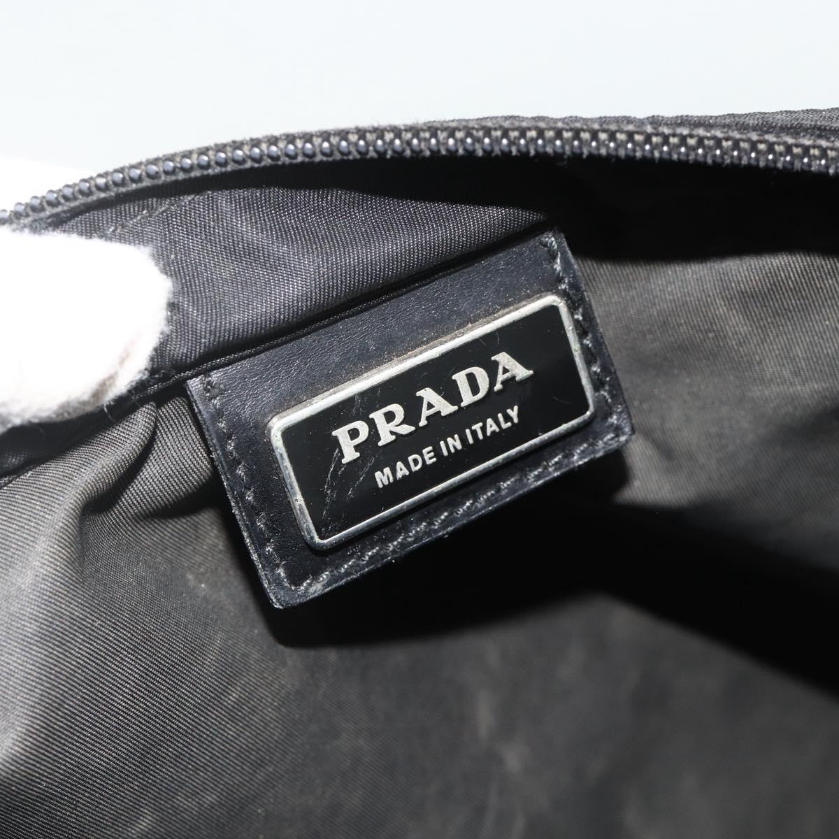 PRADA Shoulder Bag Nylon Black Silver Auth 178130