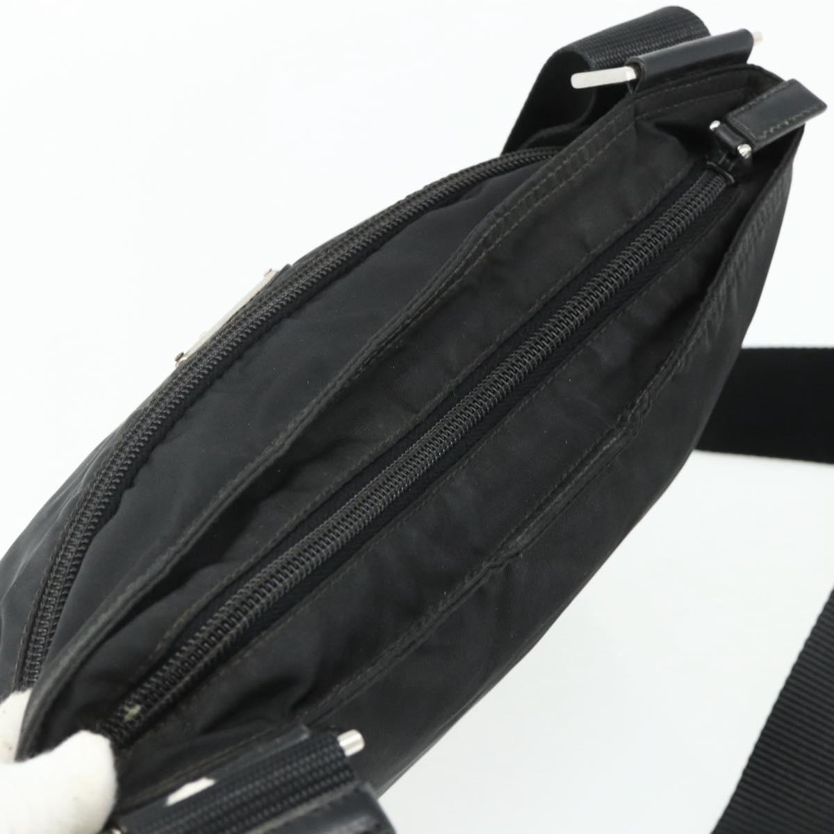 PRADA Shoulder Bag Nylon Black Silver Auth 178130
