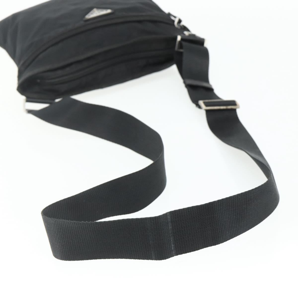 PRADA Shoulder Bag Nylon Black Silver Auth 178130