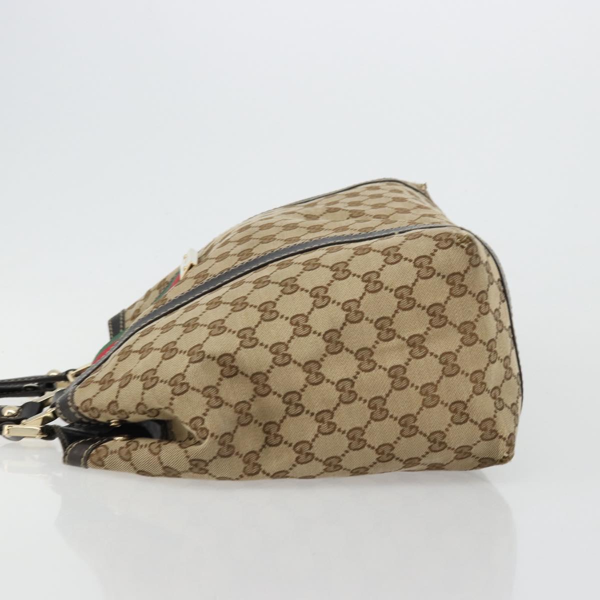 GUCCI GG Canvas Hand Bag Beige Gold 233607 Auth 178132
