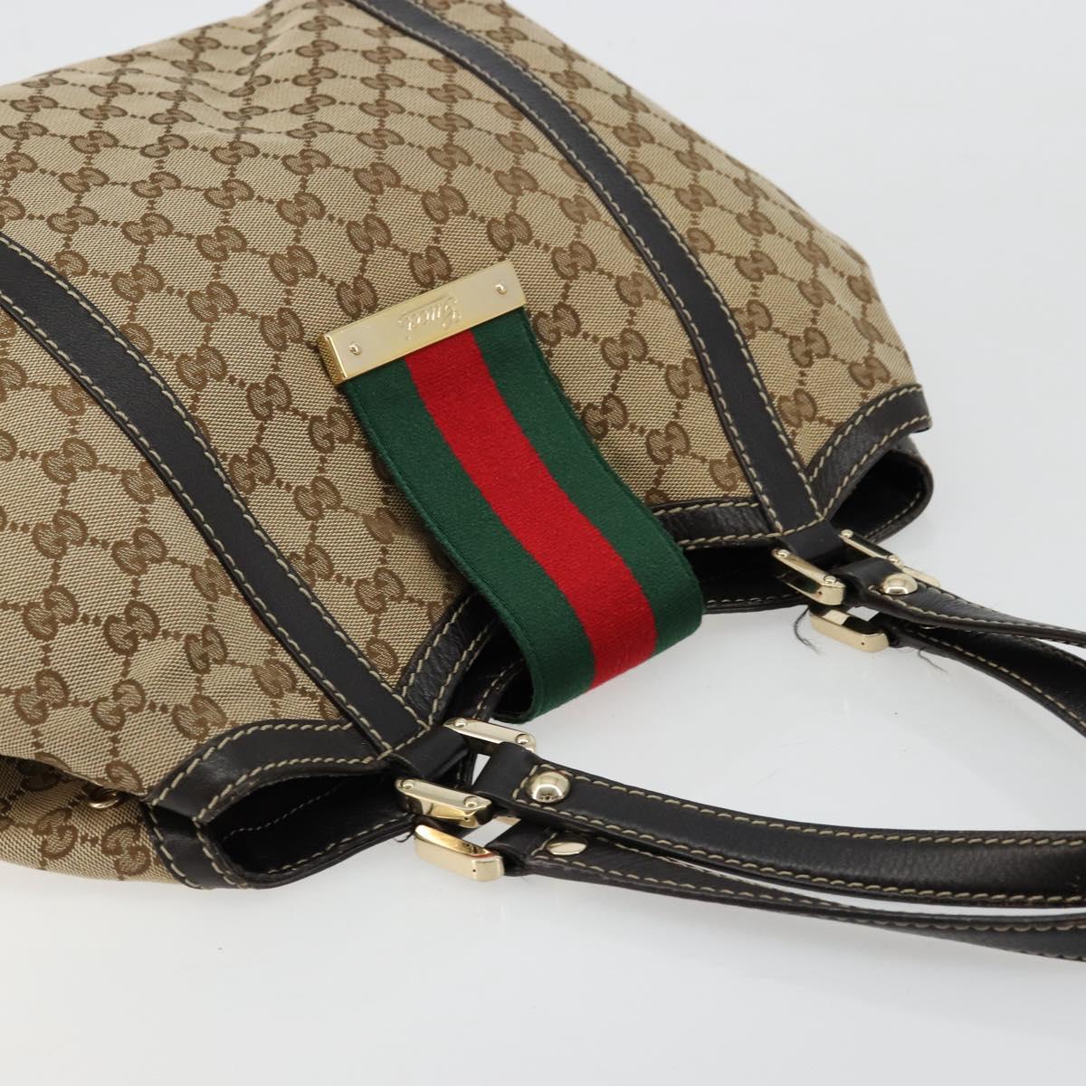 GUCCI GG Canvas Hand Bag Beige Gold 233607 Auth 178132