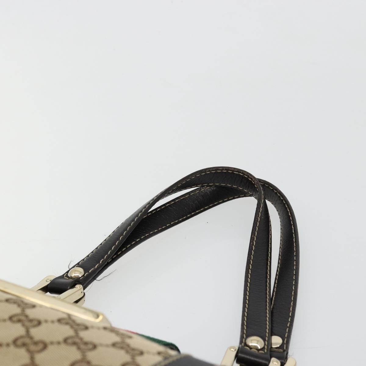 GUCCI GG Canvas Hand Bag Beige Gold 233607 Auth 178132