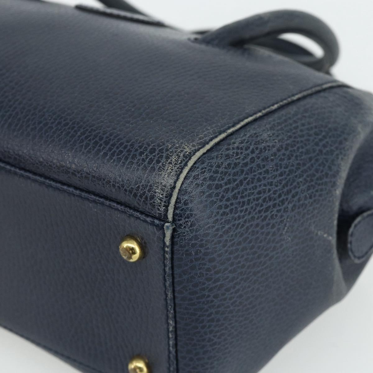 CARTIER Must Line Hand Bag Leather Navy Gold Auth 178134