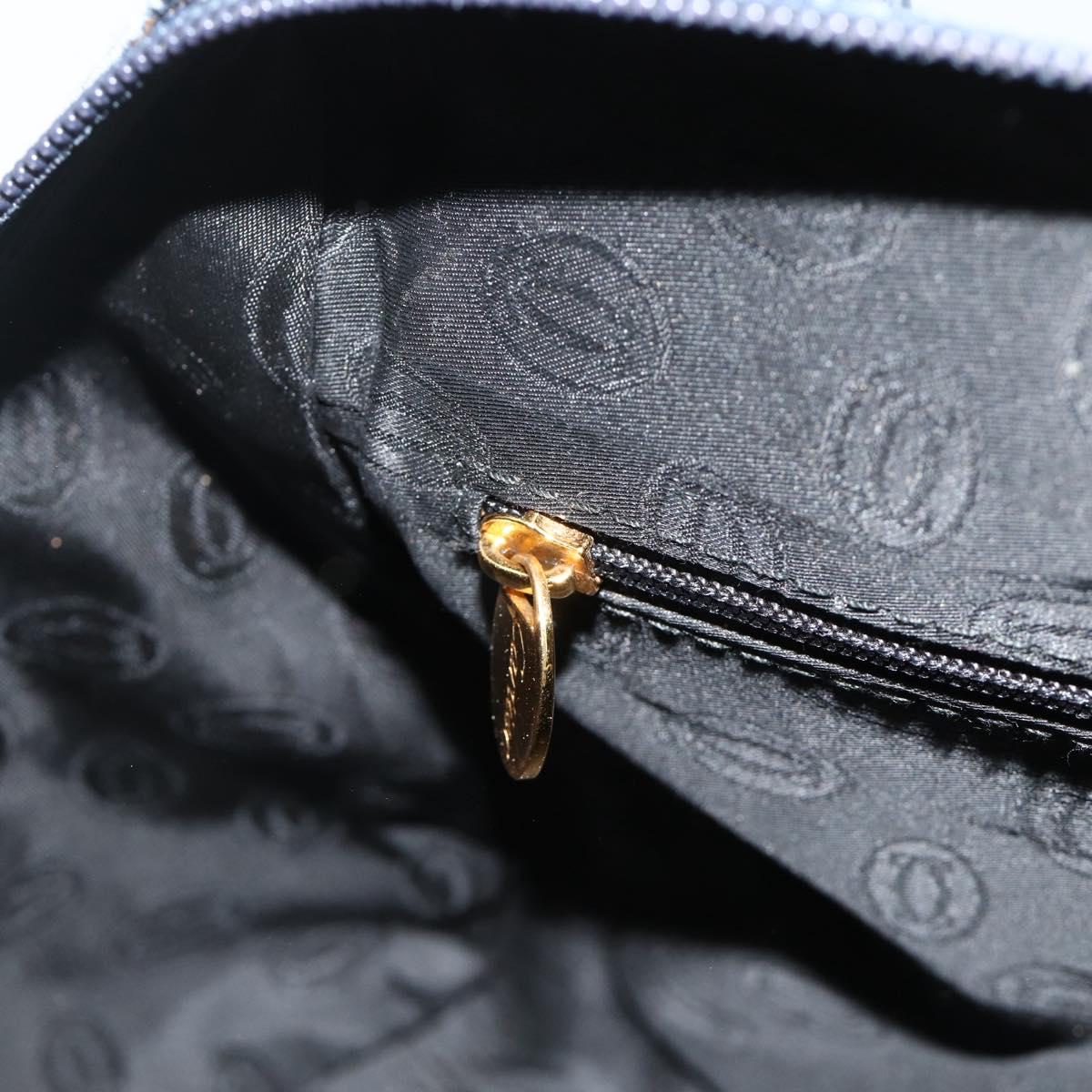 CARTIER Must Line Hand Bag Leather Navy Gold Auth 178134