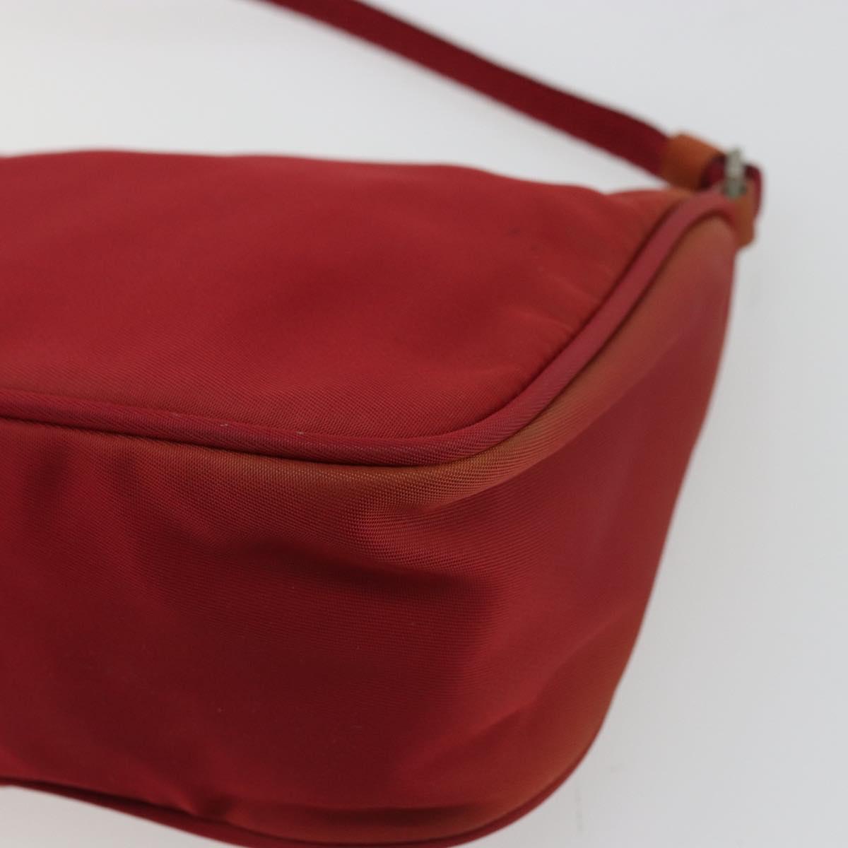 PRADA Accessory Pouch Nylon Red Silver Auth 178135