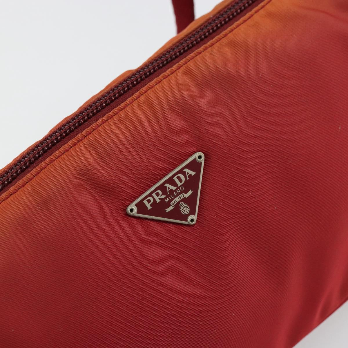 PRADA Accessory Pouch Nylon Red Silver Auth 178135