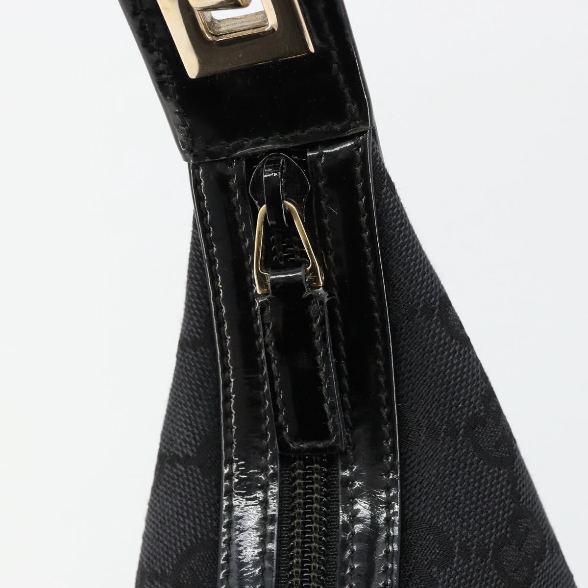 GUCCI GG Canvas Shoulder Bag Black Gold 001 4204 Auth 178150A