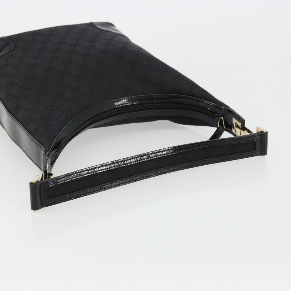 GUCCI GG Canvas Shoulder Bag Black Gold 001 4204 Auth 178150A