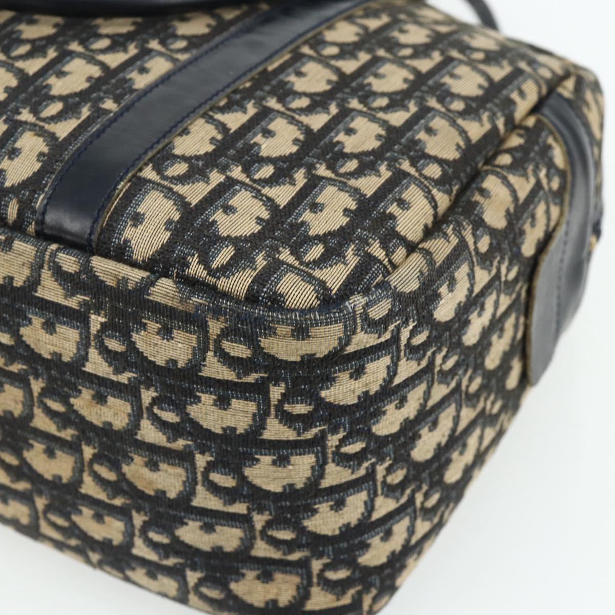 Christian Dior Trotter Canvas Hand Bag Navy Gold Auth 178151