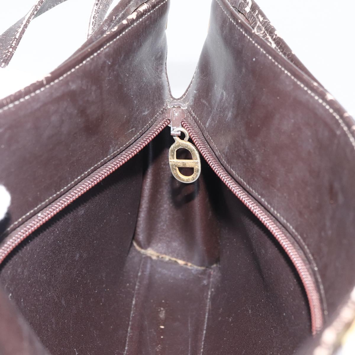 Christian Dior Trotter Canvas Shoulder Bag Brown Gold Auth 178153