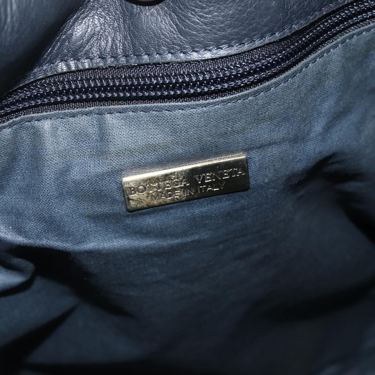 BOTTEGA VENETA Shoulder Bag straw Navy Gold Auth 178160