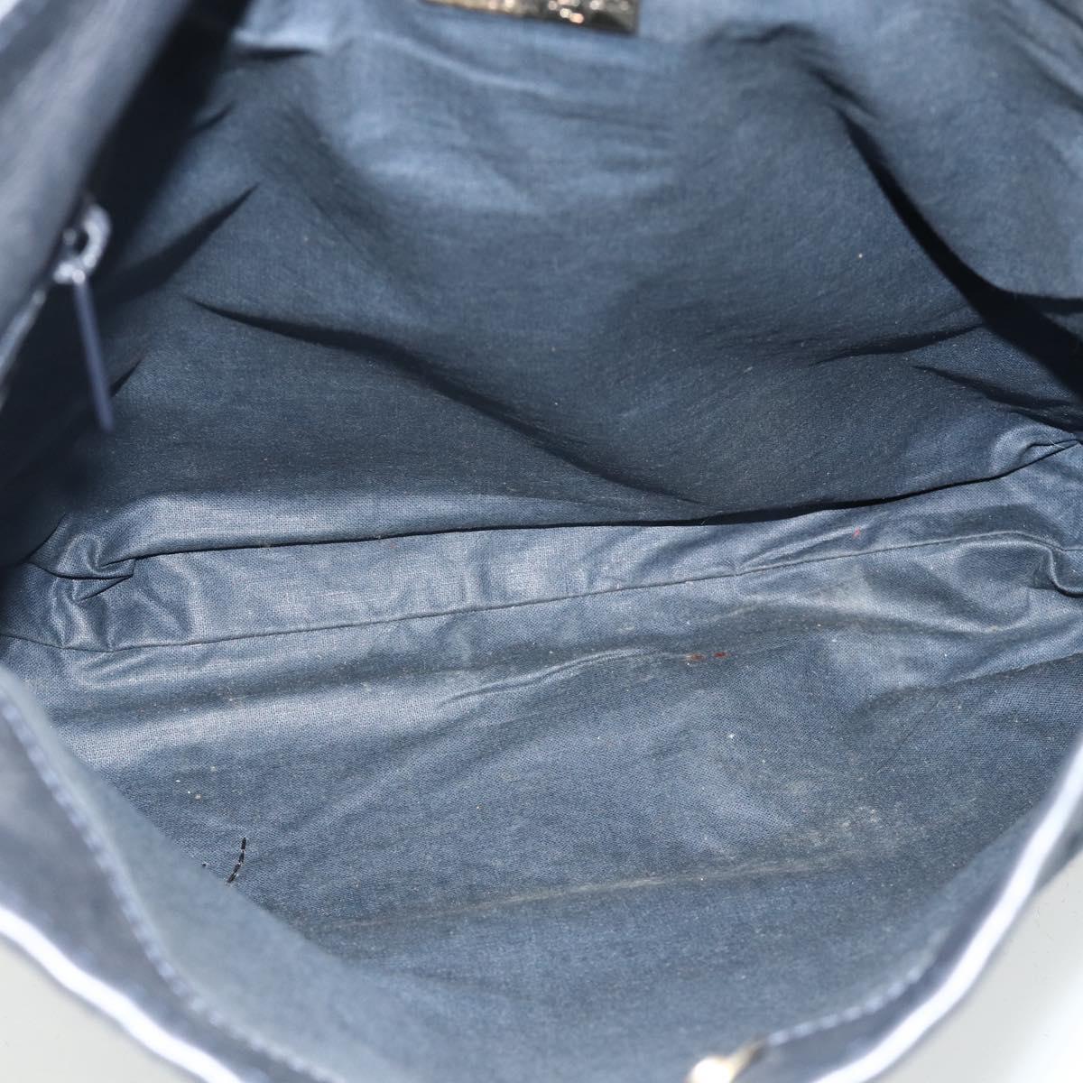 BOTTEGA VENETA Shoulder Bag straw Navy Gold Auth 178160