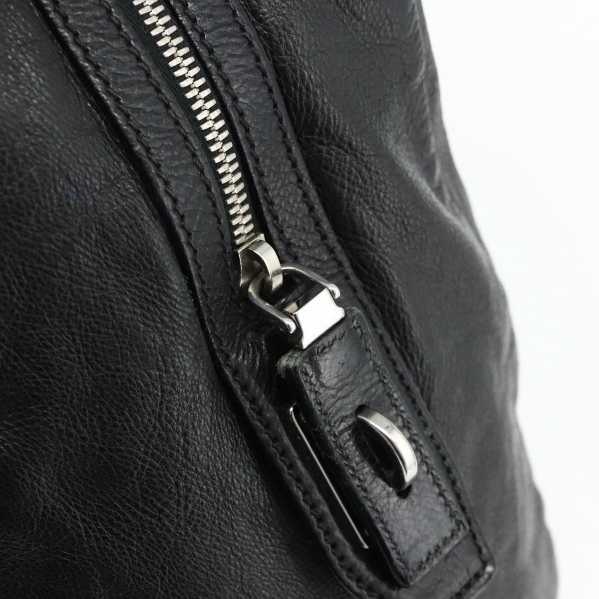 PRADA Tote Bag Leather Black Silver Auth 178161