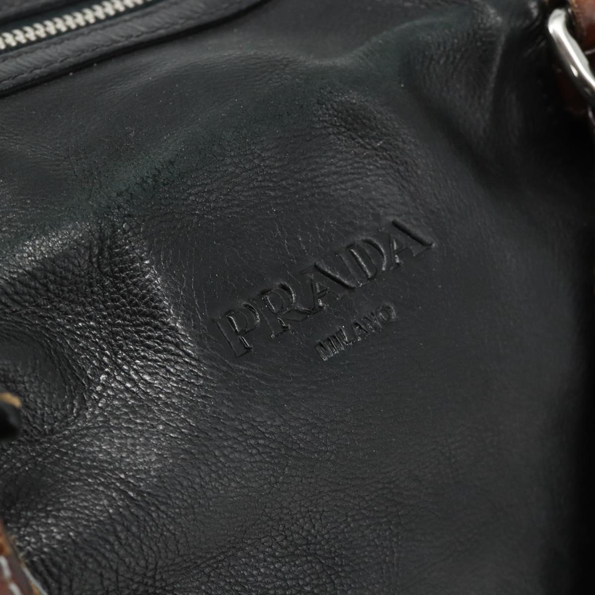 PRADA Tote Bag Leather Black Silver Auth 178161